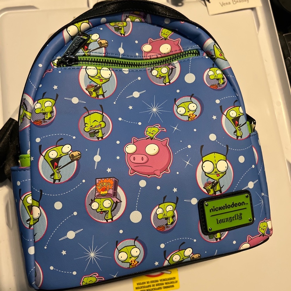 New Loungefly Invader Zim Gir And Piggy Doom Space Alien Mini Backpack Purse Bag